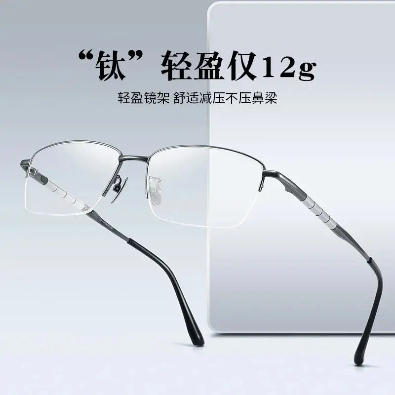 Unisex Square Semi-Rimless Titanium Prescription Glasses 98279 — view 4 | Rx Spectacle