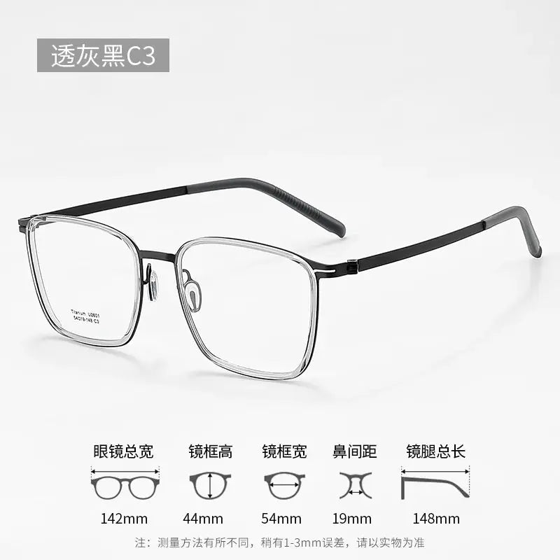 Unisex Square Full Rim Titanium Prescription Glasses J2601 — view 7 | Rx Spectacle
