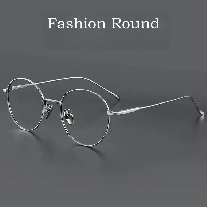 Unisex Round Full Rim Titanium Prescription Glasses Y1644 — view 2 | Rx Spectacle