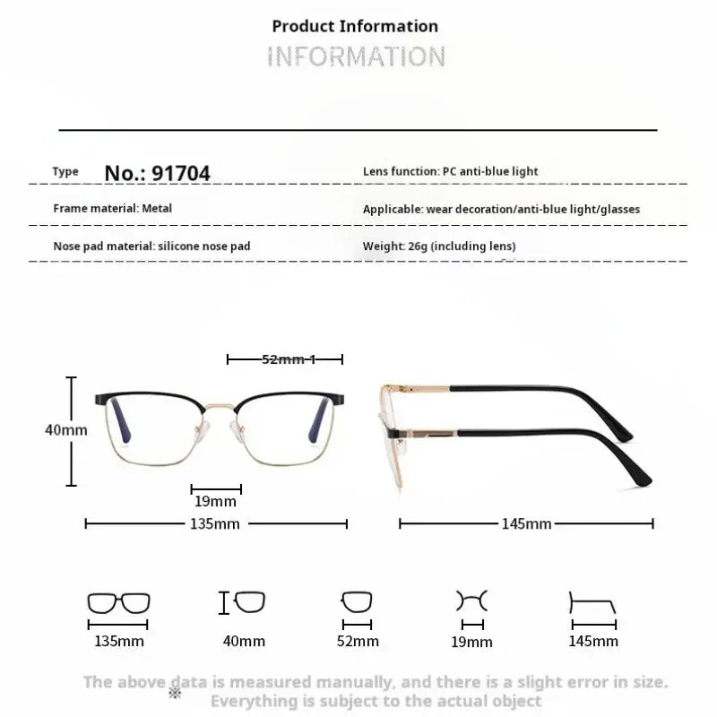 Square Full Rim Alloy Prescription Glasses 91704 — view 3 | Rx Spectacle