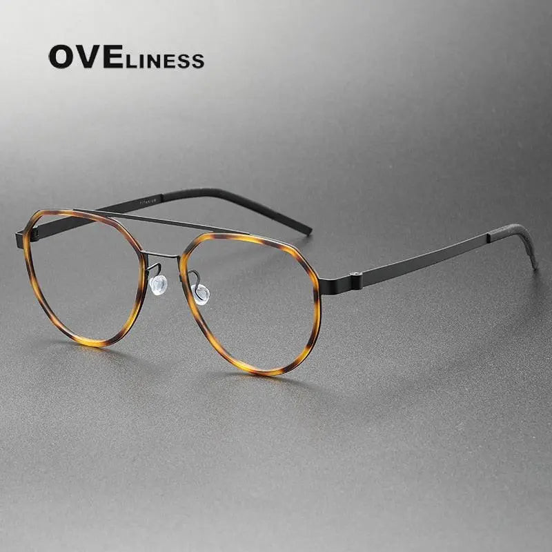 Unisex Round Full Rim Titanium Double Bridge Prescription Glasses 9745 — view 2 | Rx Spectacle