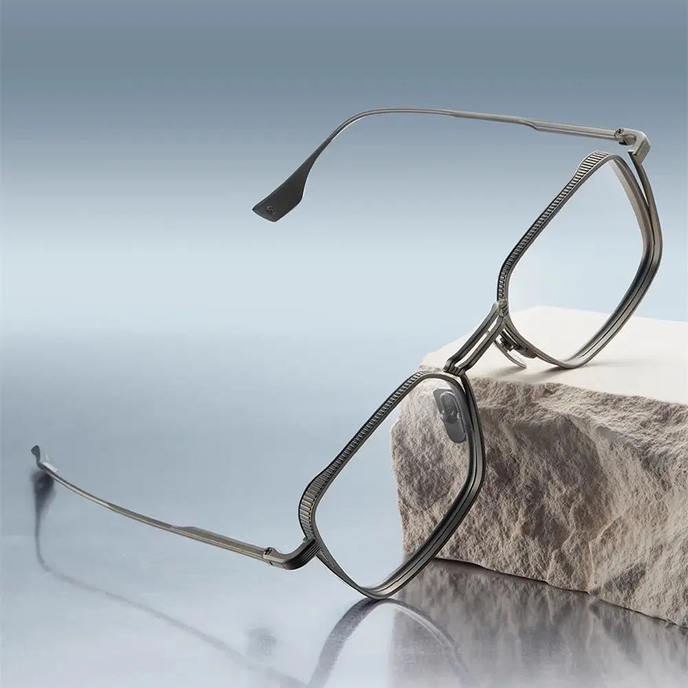Unisex Irregular Full Rim Titanium Prescription Glasses 94125 — view 1 | Rx Spectacle