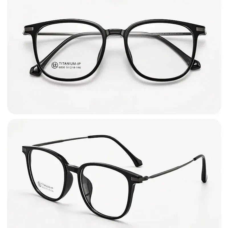 Unisex Square Full Rim Titanium Prescription Glasses 6830 — view 8 | Rx Spectacle