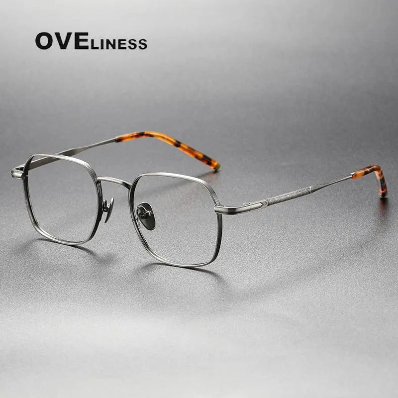 Unisex Irregular Full Rim Titanium Prescription Glasses — view 2 | Rx Spectacle