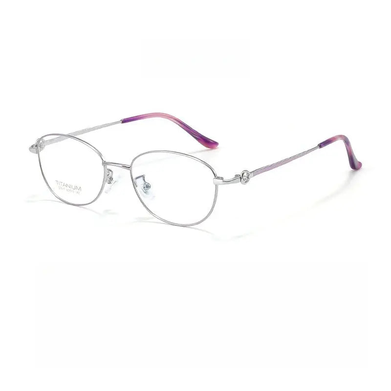 Women's Oval Full Rim Titanium Prescription Glasses 7017 — view 4 | Rx Spectacle