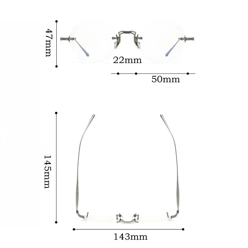 Unisex Round Rimless Titanium Prescription Glasses 10122 — view 3 | Rx Spectacle