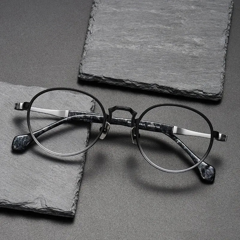 Women's Round Full Rim Titanium Prescription Glasses S808 — view 2 | Rx Spectacle
