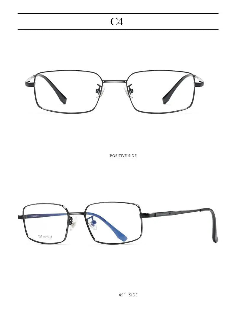 Men's Rectangular Full Rim Titanium Prescription Glasses Pt2219 — view 14 | Rx Spectacle