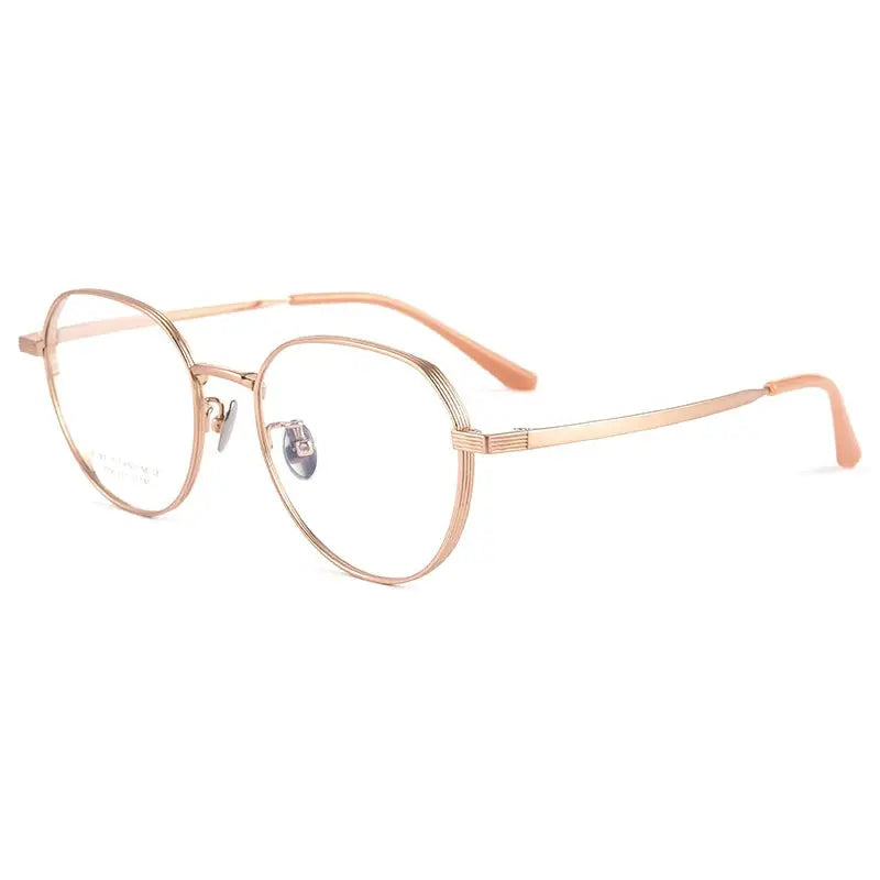 Women's Round Full Rim Titanium Flat Top Prescription Glasses 20507 — view 6 | Rx Spectacle