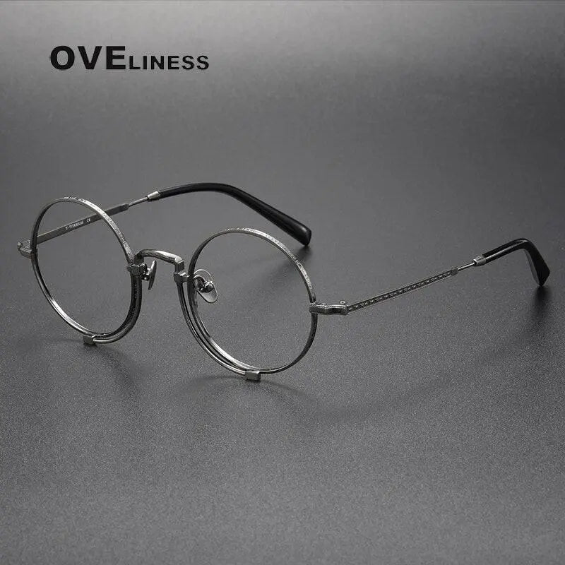 Unisex Round Full Rim Titanium Prescription Glasses 1013h — view 4 | Rx Spectacle