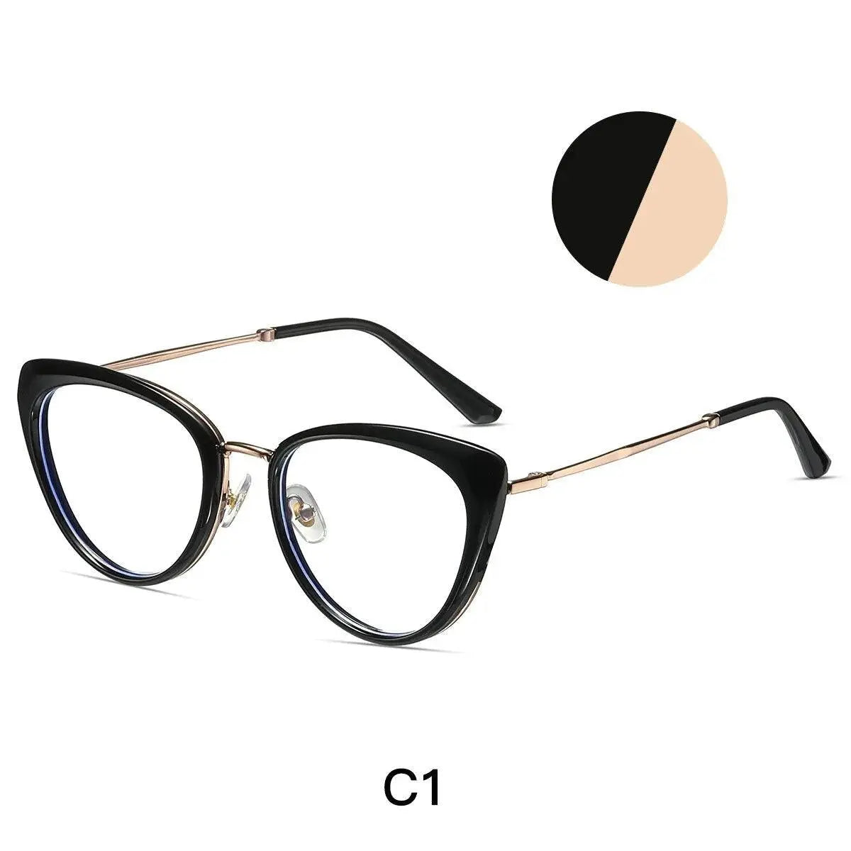 Women's Cat Eye Full Rim Alloy Prescription Glasses 87007 — view 7 | Rx Spectacle