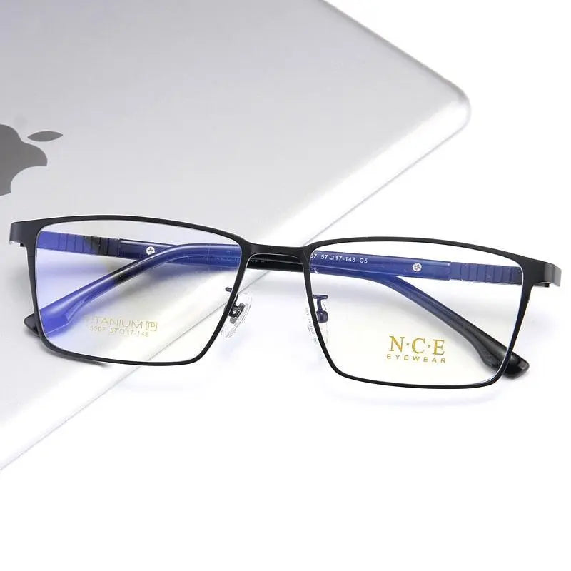 Men's Square Full Rim Titanium Prescription Glasses 5007 — view 8 | Rx Spectacle