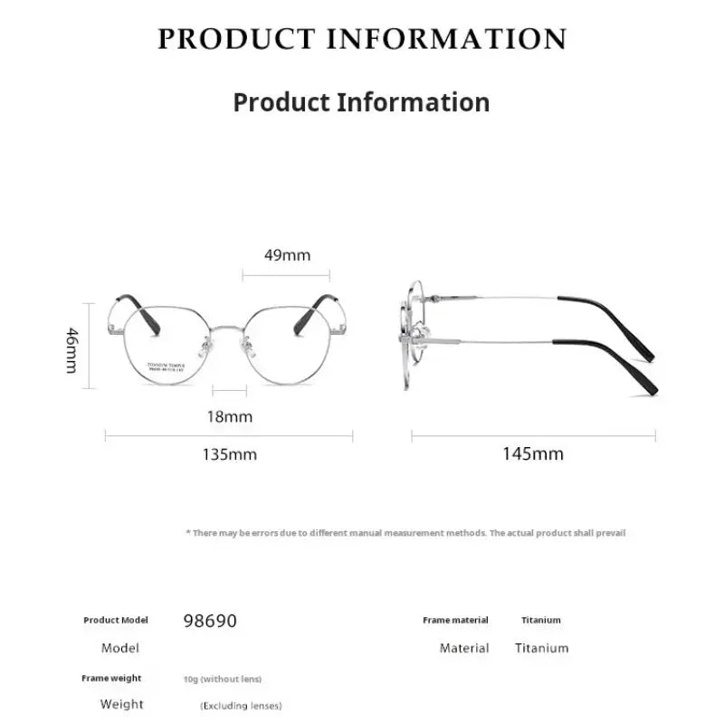 Women's Polygon Full Rim Titanium Flat Top Prescription Glasses 98690 — view 2 | Rx Spectacle