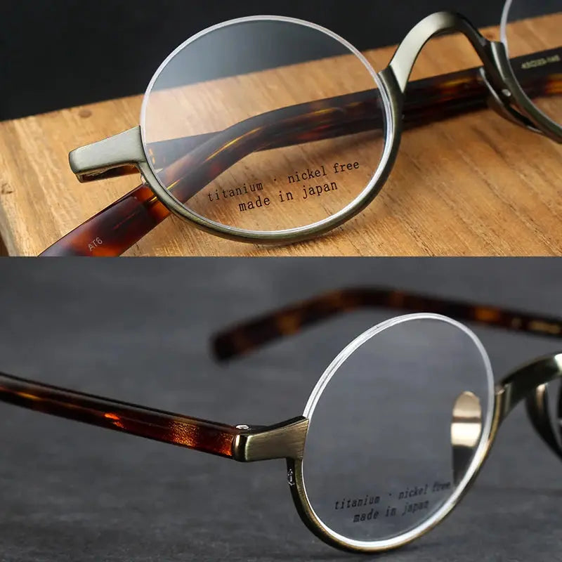 Unisex Round Semi-Rimless Titanium Prescription Glasses N80 — view 4 | Rx Spectacle