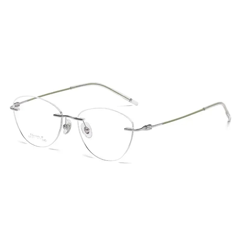 Women's Cat Eye Rimless Titanium Prescription Glasses 366076 — view 3 | Rx Spectacle