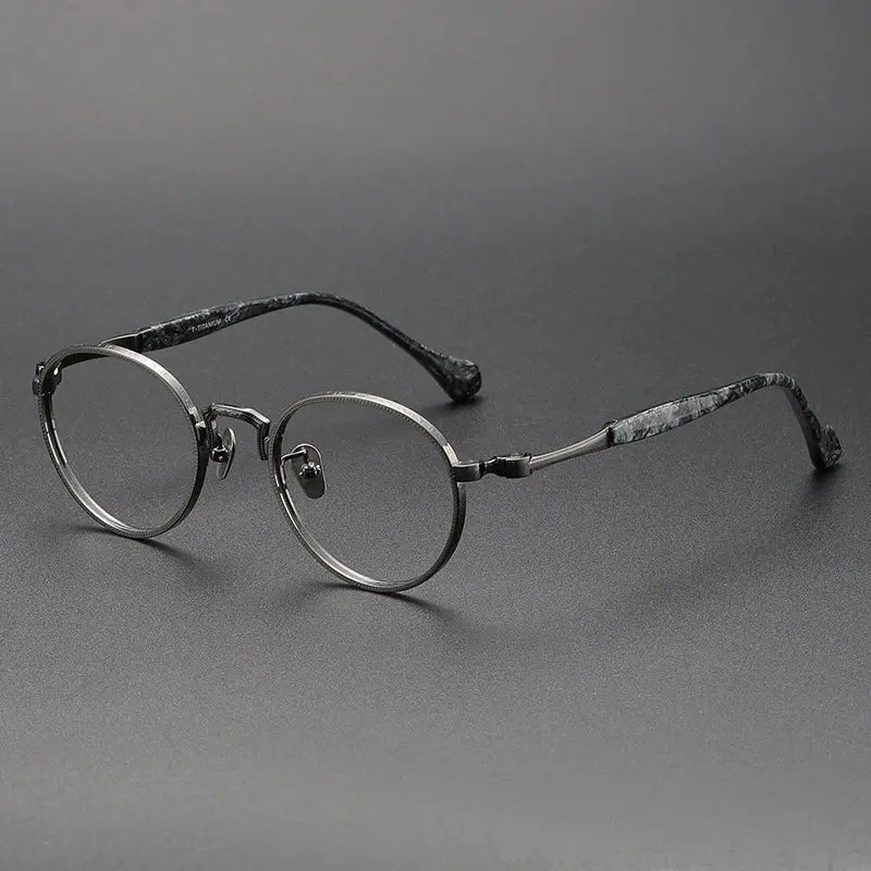 Women's Round Full Rim Titanium Prescription Glasses S808 — view 9 | Rx Spectacle
