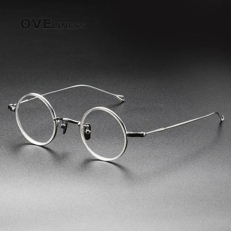 Unisex Round Full Rim Titanium Prescription Glasses V8 — view 4 | Rx Spectacle