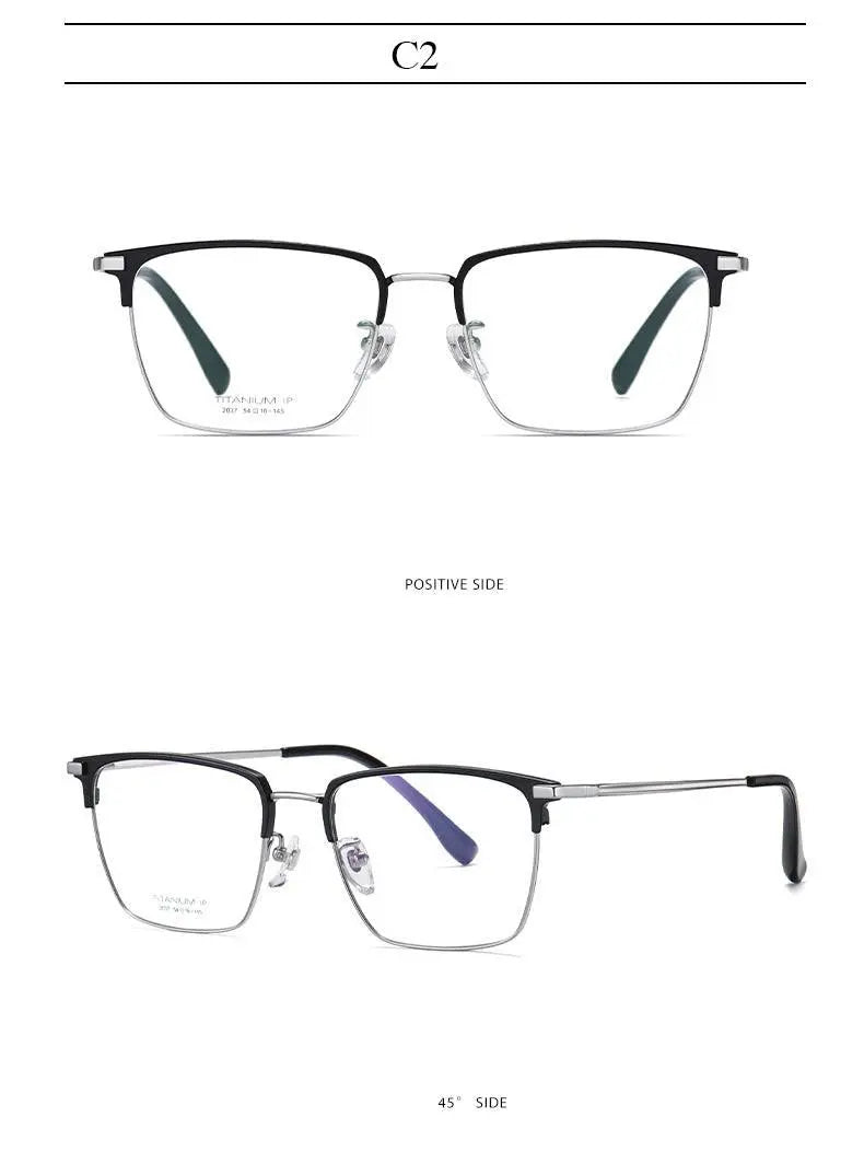 Men's Square Full Rim Titanium Prescription Glasses Yj2037 — view 12 | Rx Spectacle