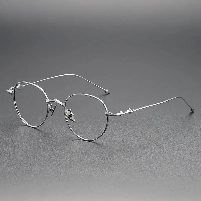 Unisex Round Full Rim Titanium Prescription Glasses 614701 — view 7 | Rx Spectacle