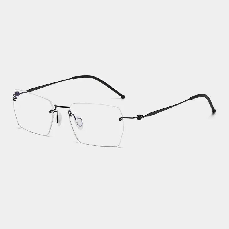 Unisex Square Rimless Titanium Screwless Prescription Glasses 5937 — view 8 | Rx Spectacle