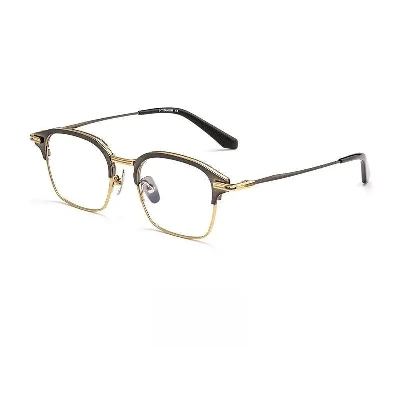 Men's Square Full Rim Titanium Prescription Glasses Dtx142s — view 4 | Rx Spectacle