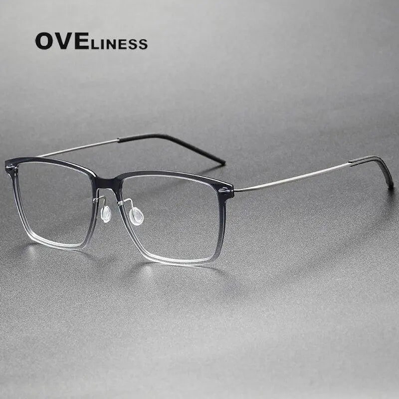 Unisex Square Full Rim Titanium Screwless Prescription Glasses 6505 — view 10 | Rx Spectacle