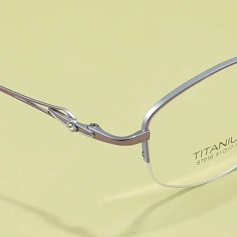 Women's Square Semi-Rimless Titanium Prescription Glasses Y7016 — view 6 | Rx Spectacle