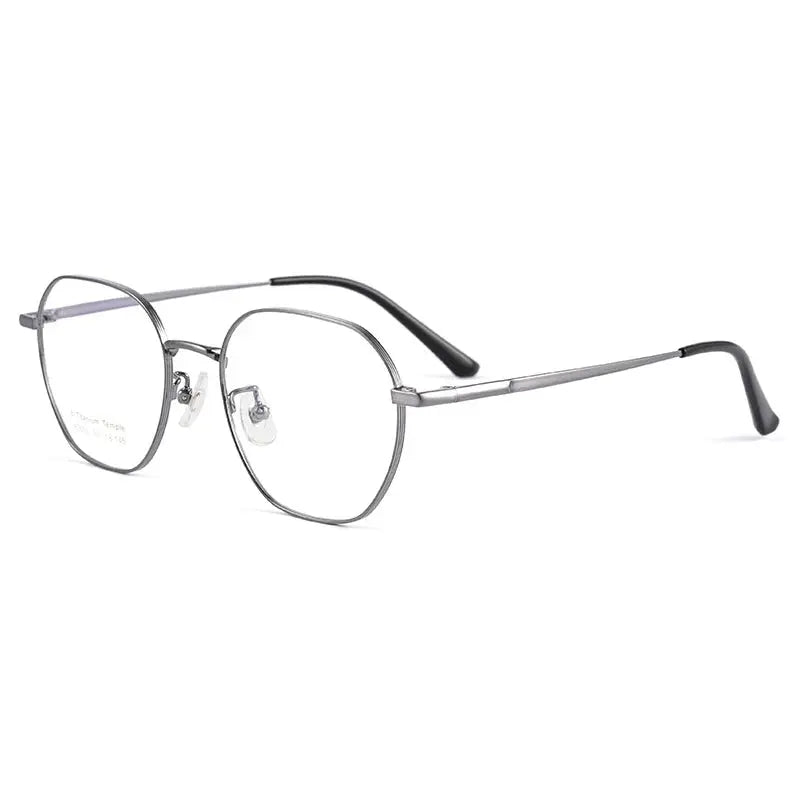 Women's Polygon Full Rim Titanium Flat Top Prescription Glasses 75055 — view 4 | Rx Spectacle