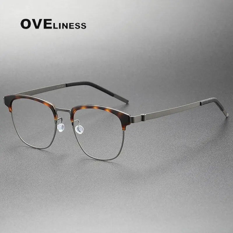 Unisex Square Full Rim Titanium Prescription Glasses 9849 — view 5 | Rx Spectacle