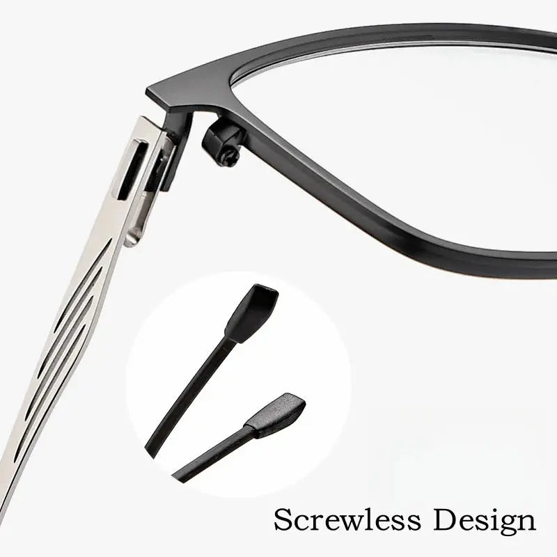 Men's Square Full Rim Alloy Oversized Prescription Glasses 8835 — view 5 | Rx Spectacle