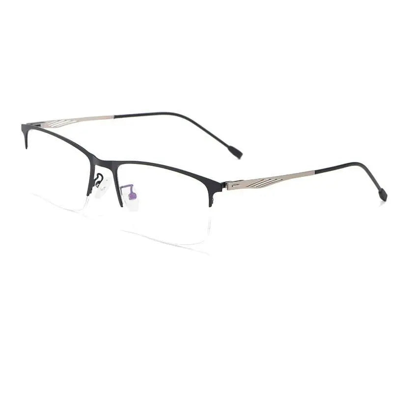 Unisex Square Semi-Rimless Alloy Prescription Glasses P8836 — view 10 | Rx Spectacle