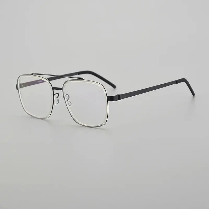 Unisex Square Full Rim Titanium Double Bridge Prescription Glasses 19744 — view 4 | Rx Spectacle