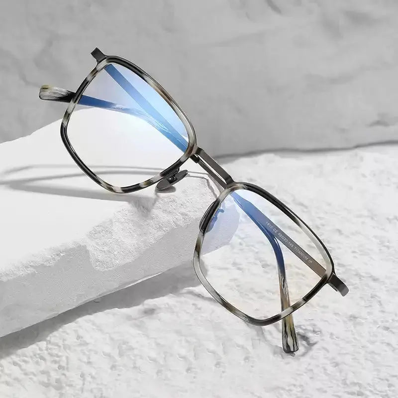 Unisex Square Full Rim Titanium Prescription Glasses 41810 — view 3 | Rx Spectacle
