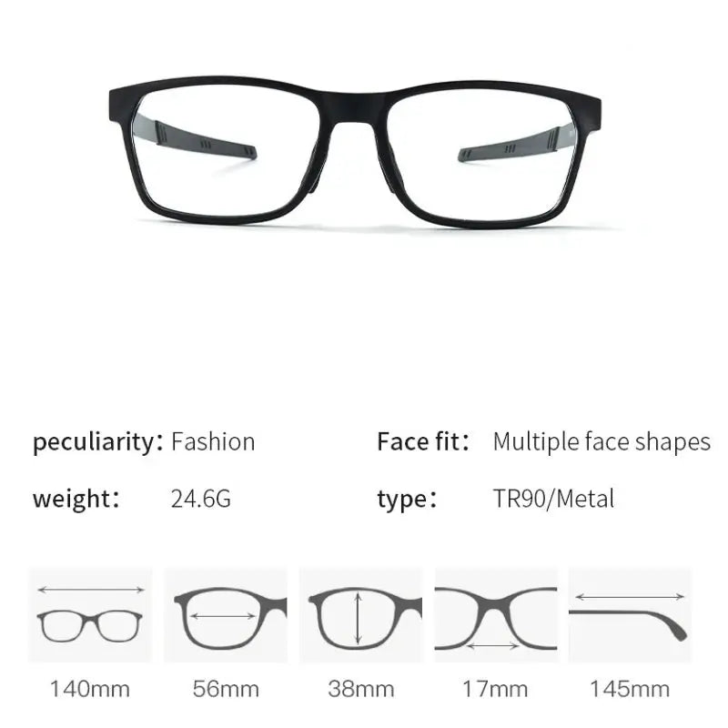 Unisex Square Full Rim TR90 Sports Glasses 48086 — view 2 | Rx Spectacle