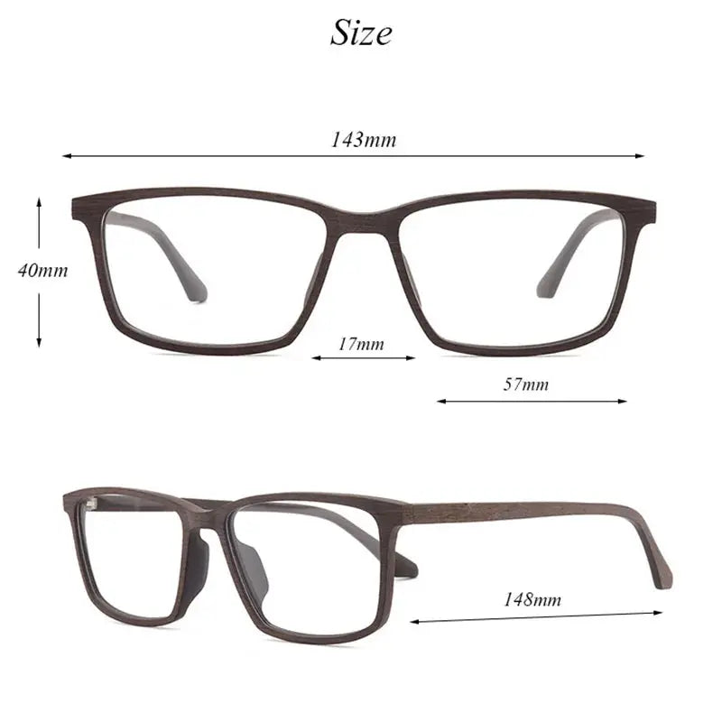 Men's Square Full Rim Wood Prescription Glasses 911695 — view 2 | Rx Spectacle