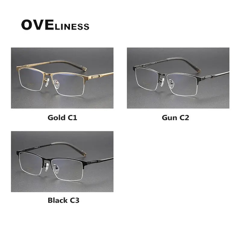Unisex Square Semi-Rimless Titanium Prescription Glasses 80877 — view 5 | Rx Spectacle