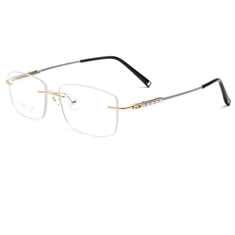 Men's Rectangular Rimless Titanium Prescription Glasses Z10wk — view 2 | Rx Spectacle