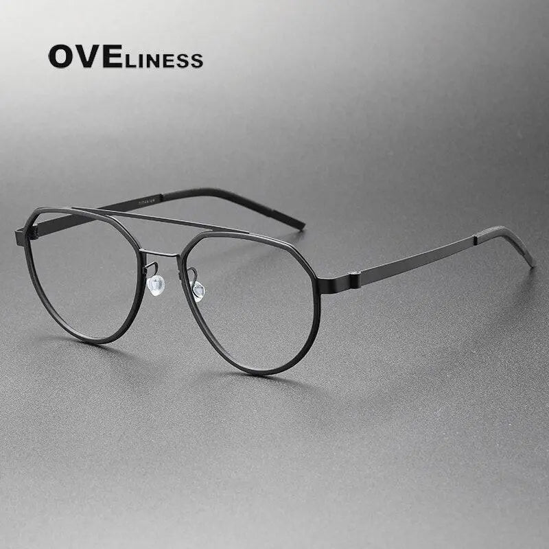 Unisex Round Full Rim Titanium Double Bridge Prescription Glasses 9745 — view 7 | Rx Spectacle