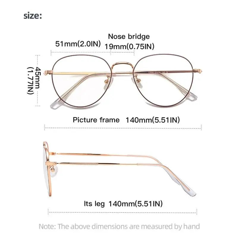 Women's Round Full Rim Alloy Prescription Glasses L2092 — view 11 | Rx Spectacle
