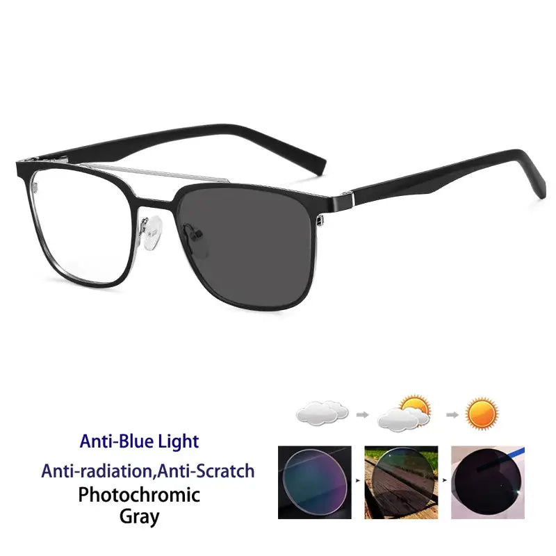 Women's Square Full Rim Alloy Double Bridge Reading Glasses 91362 — view 11 | Rx Spectacle