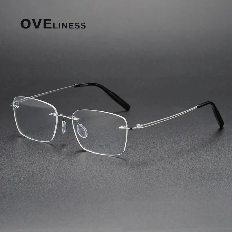 Women's Square Rimless Titanium Prescription Glasses 380960 — view 3 | Rx Spectacle
