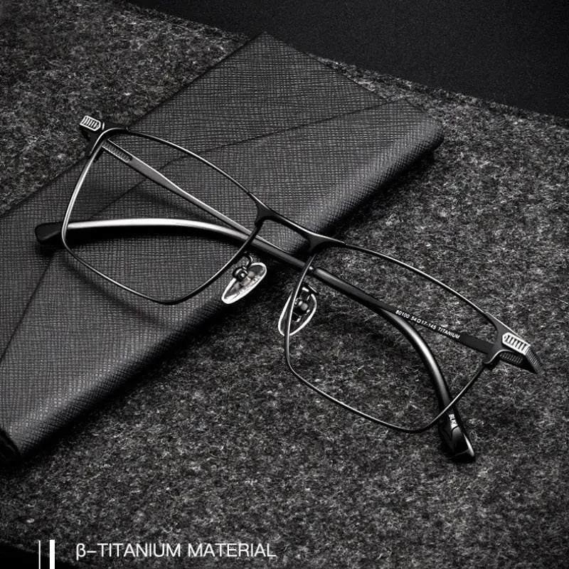 Men's Square Full Rim Titanium Prescription Glasses 80100T — view 1 | Rx Spectacle