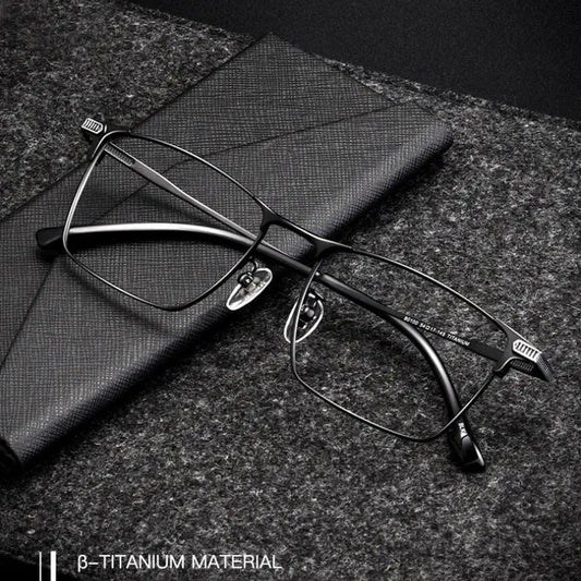 Men's Square Full Rim Titanium Prescription Glasses 80100T — view 1 | Rx Spectacle