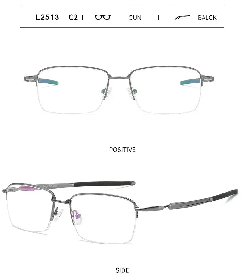 Unisex Square Semi-Rimless Acetate Prescription Glasses 952181 — view 7 | Rx Spectacle