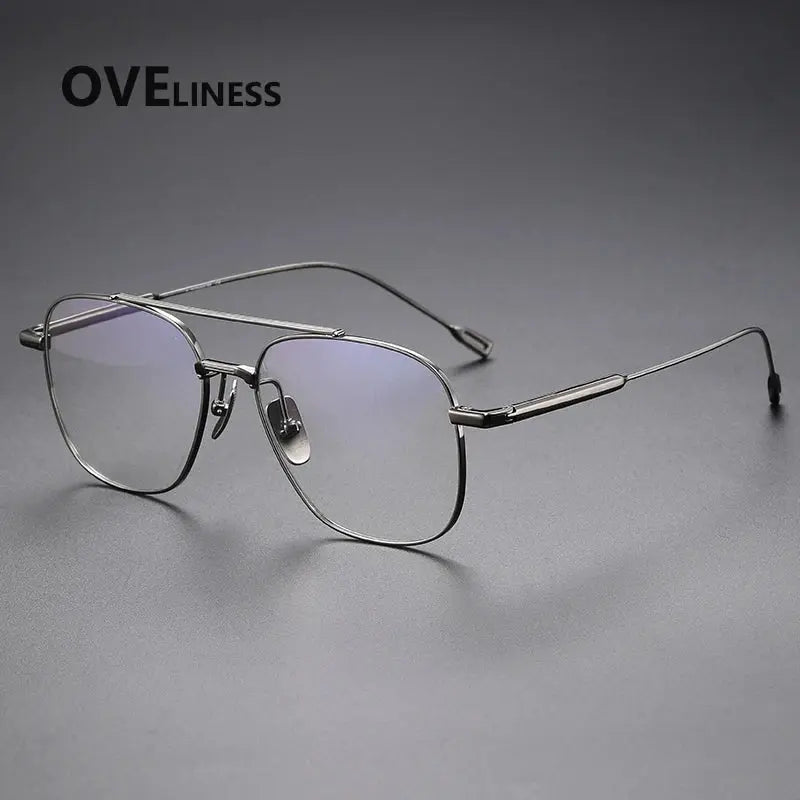 Men's Square Full Rim Titanium Double Bridge Prescription Glasses 81018 — view 5 | Rx Spectacle