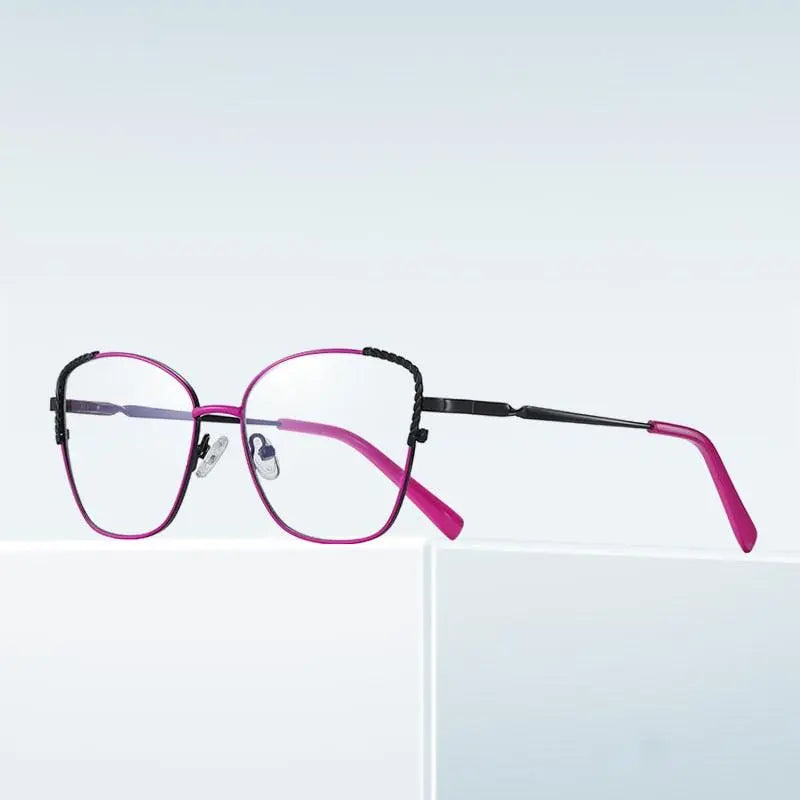 Women's Cat Eye Full Rim Alloy Prescription Glasses — view 10 | Rx Spectacle