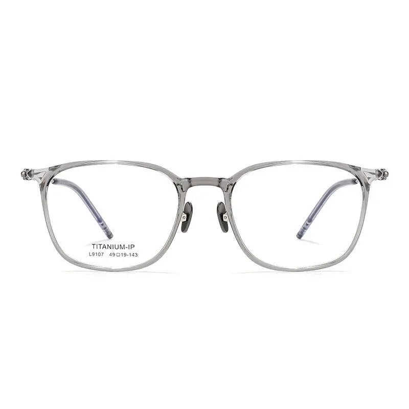 Unisex Square Full Rim Titanium Prescription Glasses L9107 — view 10 | Rx Spectacle