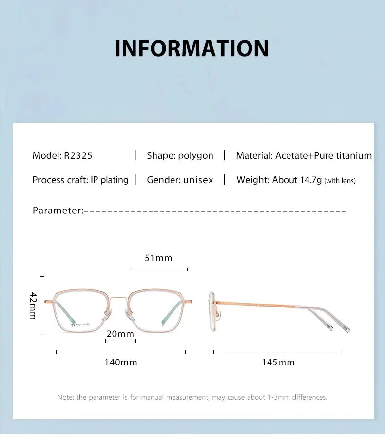Unisex Polygon Full Rim Titanium Prescription Glasses 72325 — view 2 | Rx Spectacle