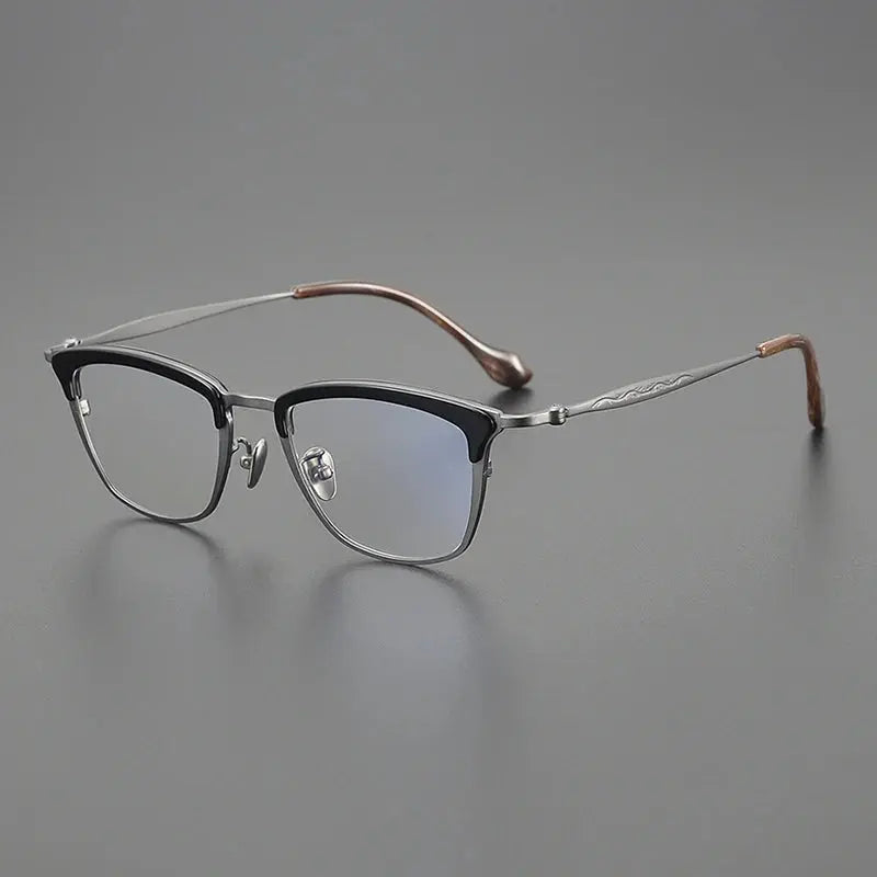 Unisex Square Full Rim Titanium Oversized Prescription Glasses 6069 — view 4 | Rx Spectacle
