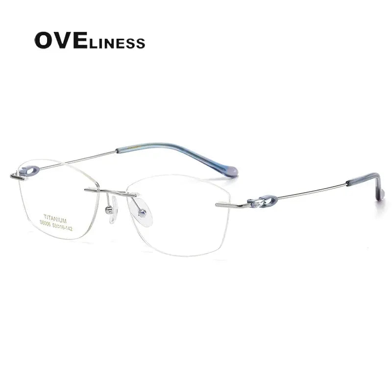 Women's Cat Eye Rimless Titanium Prescription Glasses 196006 — view 8 | Rx Spectacle